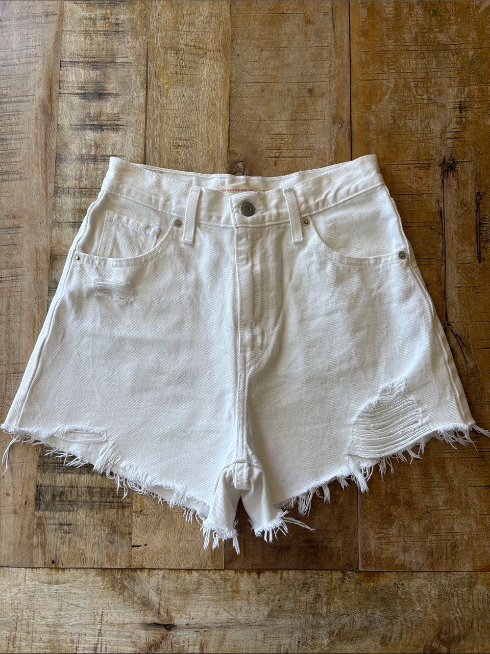 Levi's White Distressed Denim Jean Shorts